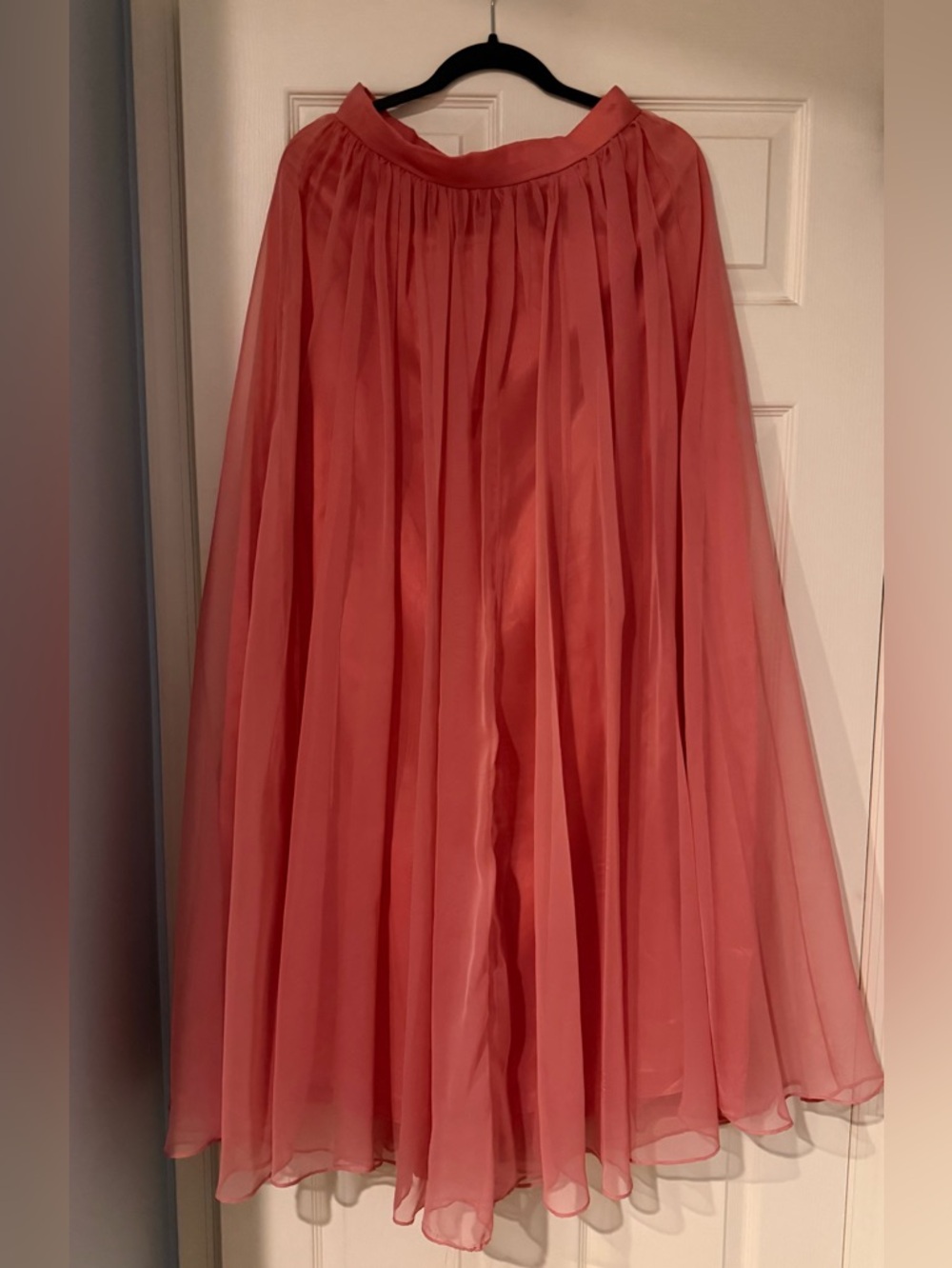 Women's Coral Chiffon Full Midi Skirt tall girl friendly